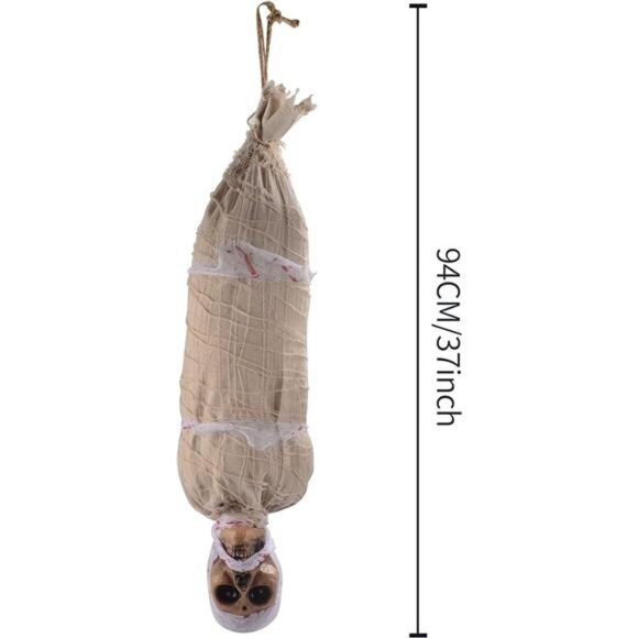 35" Halloween Animated Hanging Corpse with LED Light Up Eyes & Sound Effect - Picture 2 of 8